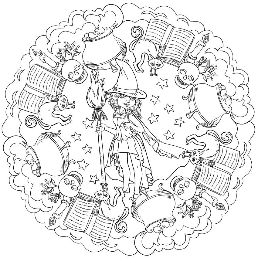 Halloween-Mandala für 4-jährige Kinder ausmalbilder