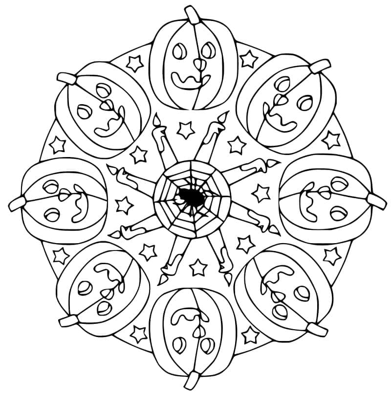 Halloween-Mandala gratis druckbar ausmalbilder