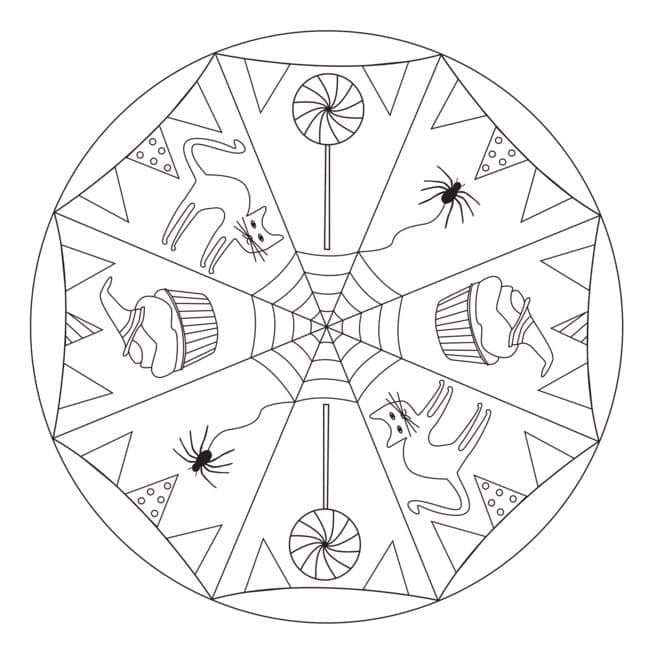 Halloween-Mandala zum Drucken ausmalbilder