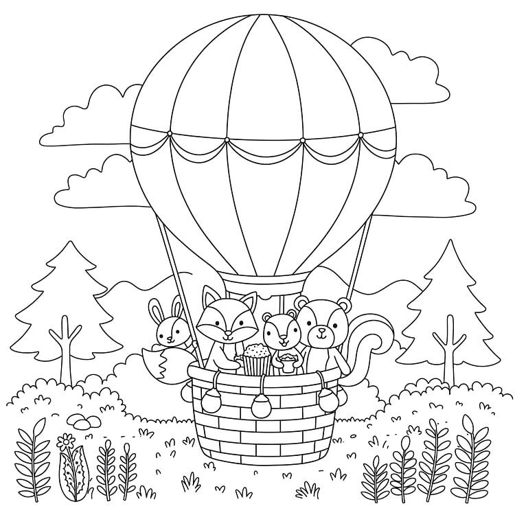 Heißluftballon für 2-jährige Kinder ausmalbilder