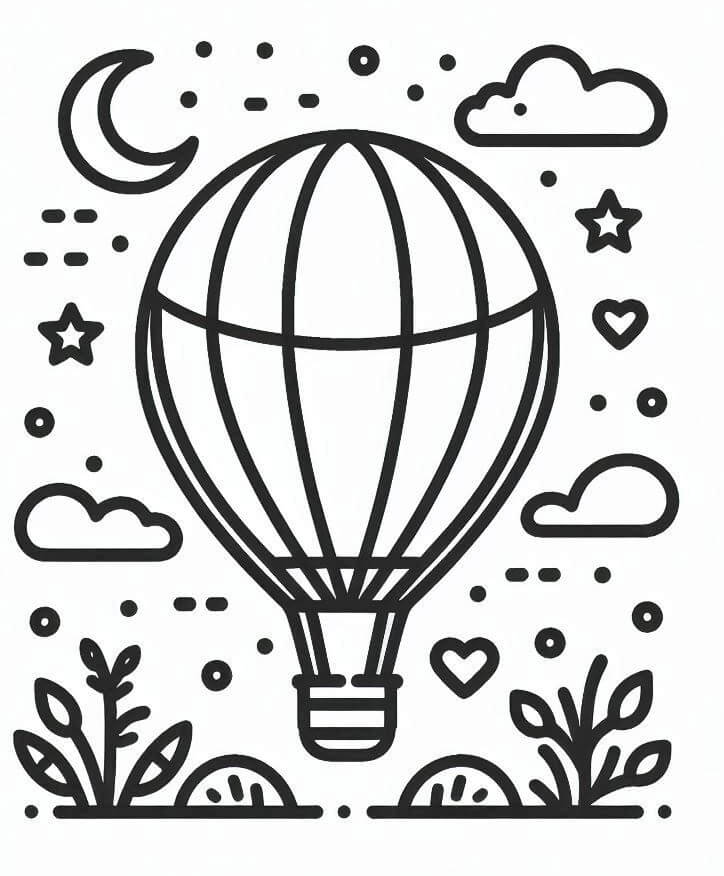 Heißluftballon für 3-jährige Kinder ausmalbilder