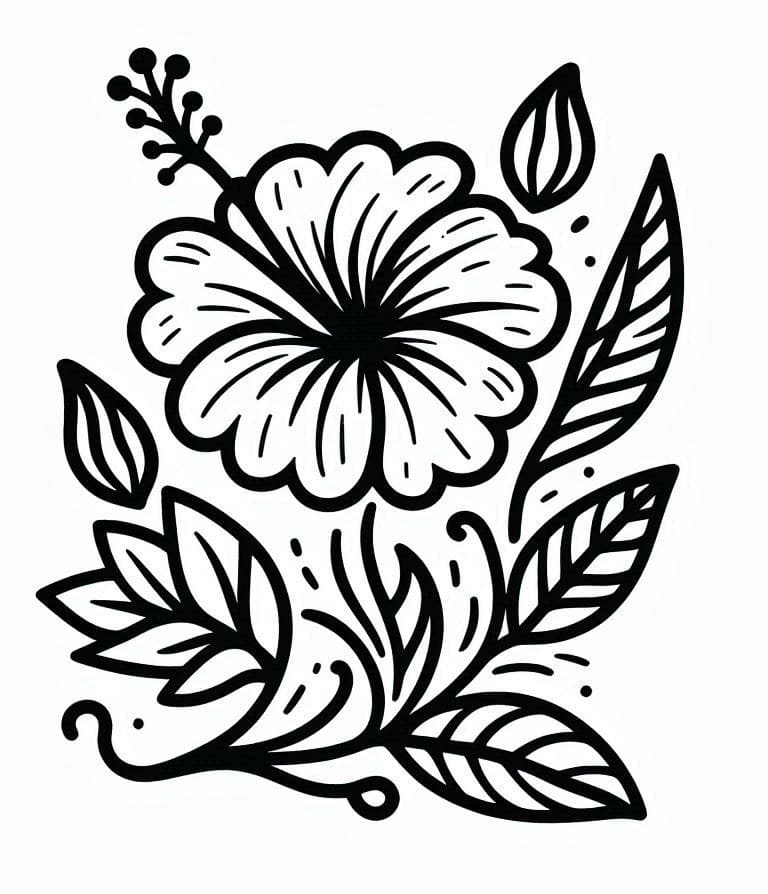 Hibiskus gratis druckbar ausmalbilder