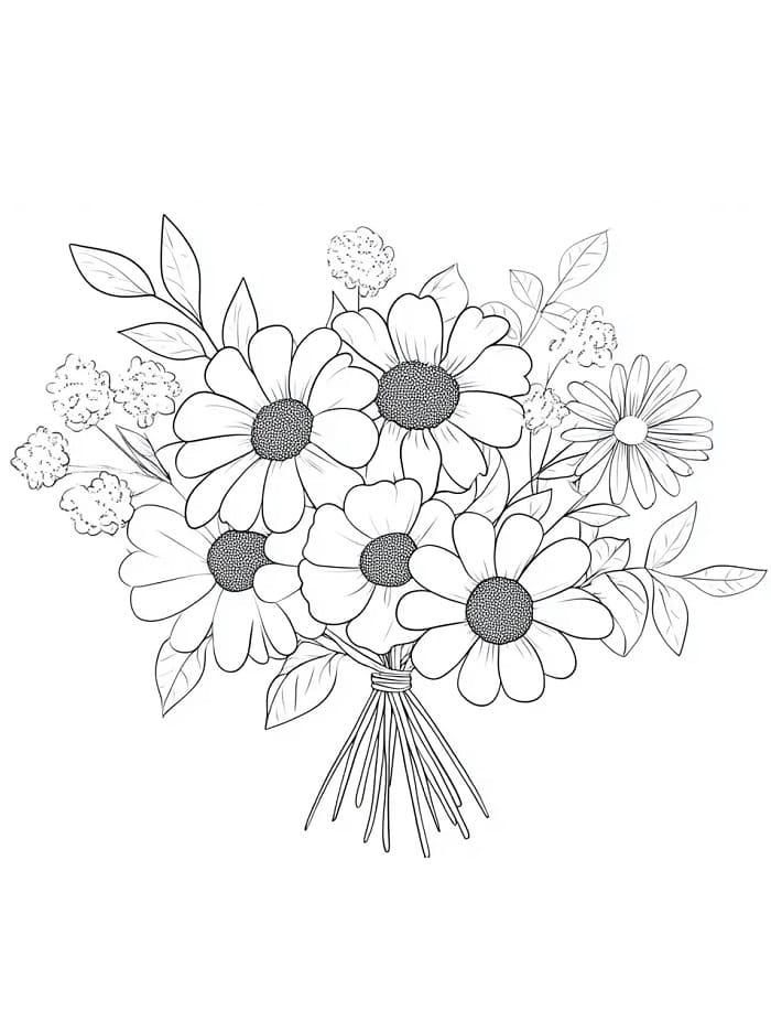 Hübscher Blumenstrauß ausmalbilder