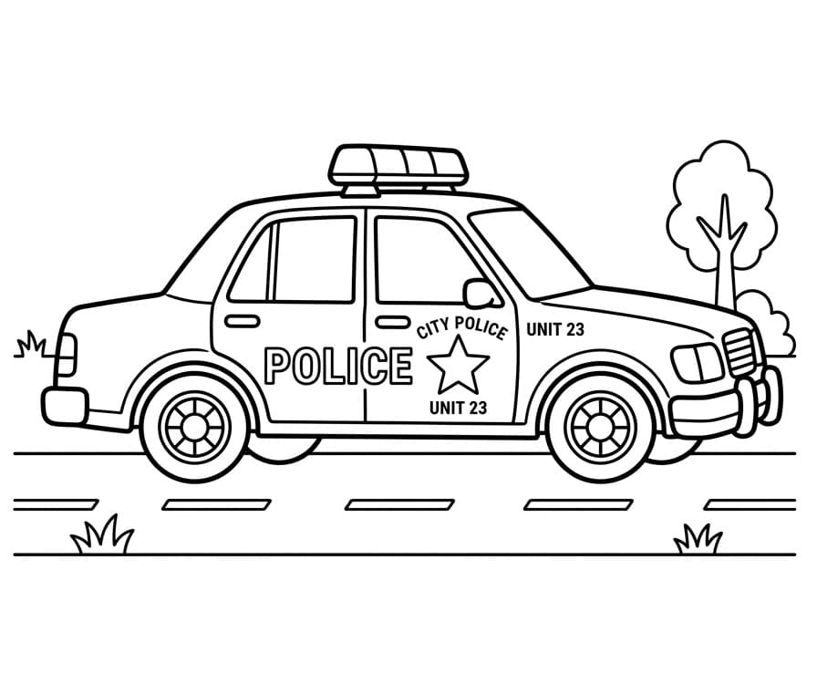 Hübsches Polizeiauto ausmalbilder