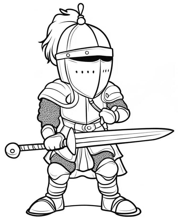 Kinder-Bildversion Ritter druckbar ausmalbilder