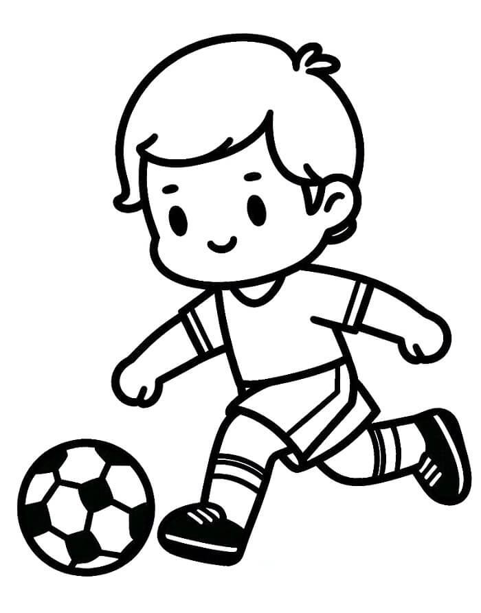 Kleiner Junge spielt Fußball ausmalbilder