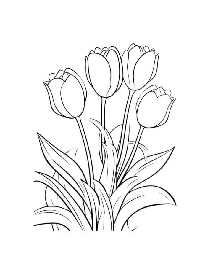 Kostenfreie Tulpe für Kinder ausmalbilder
