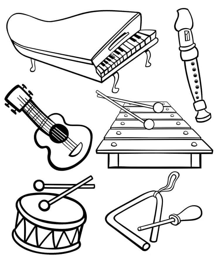 Kostenfreies Musikinstrumente für Kinder ausmalbilder