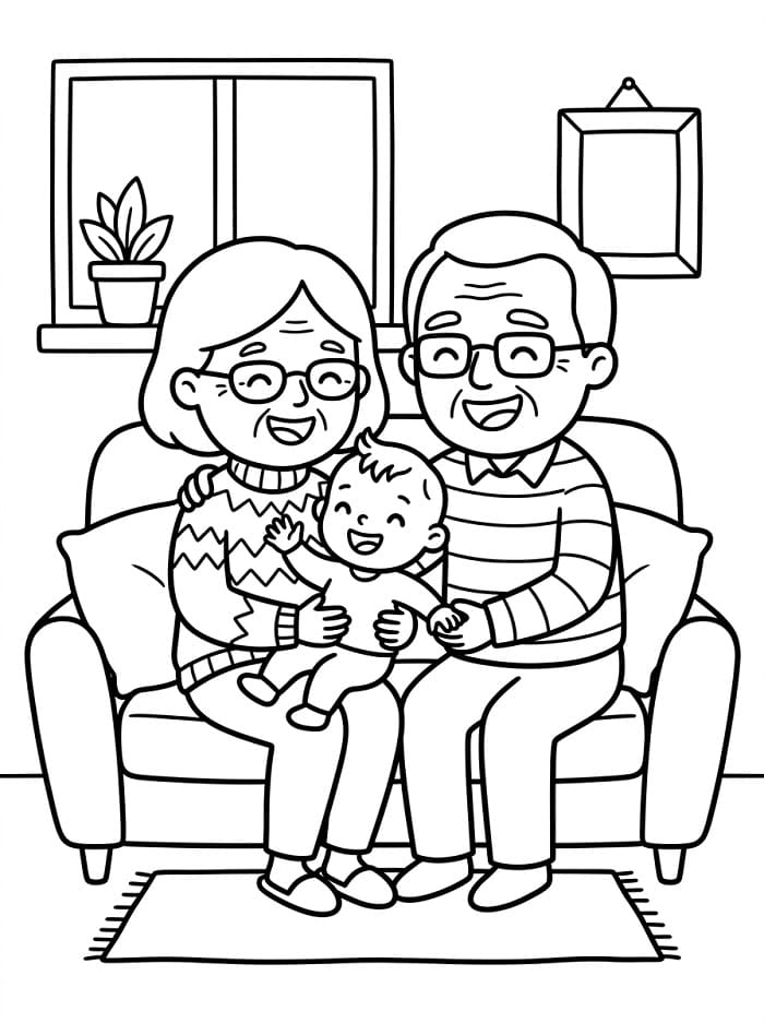 Kostenlos Druckbarer Großelterntag ausmalbilder