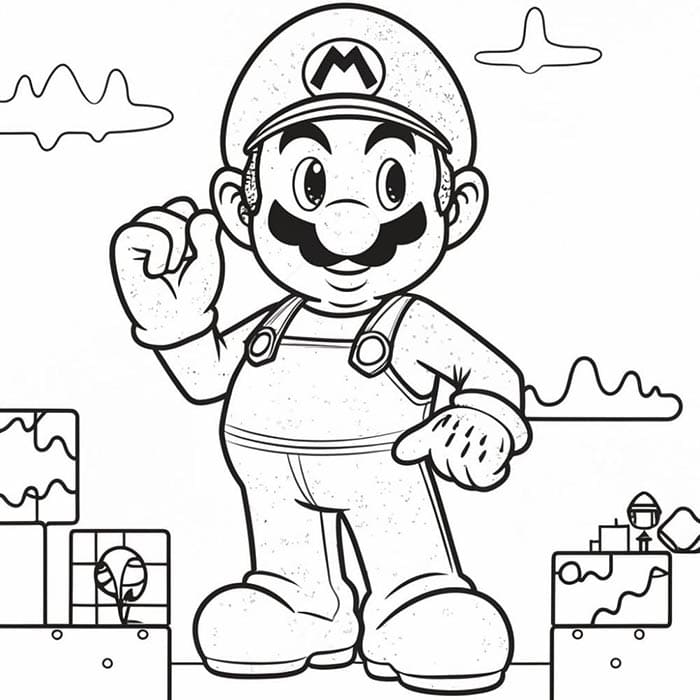 Kostenlos Mario druckbares ausmalbilder