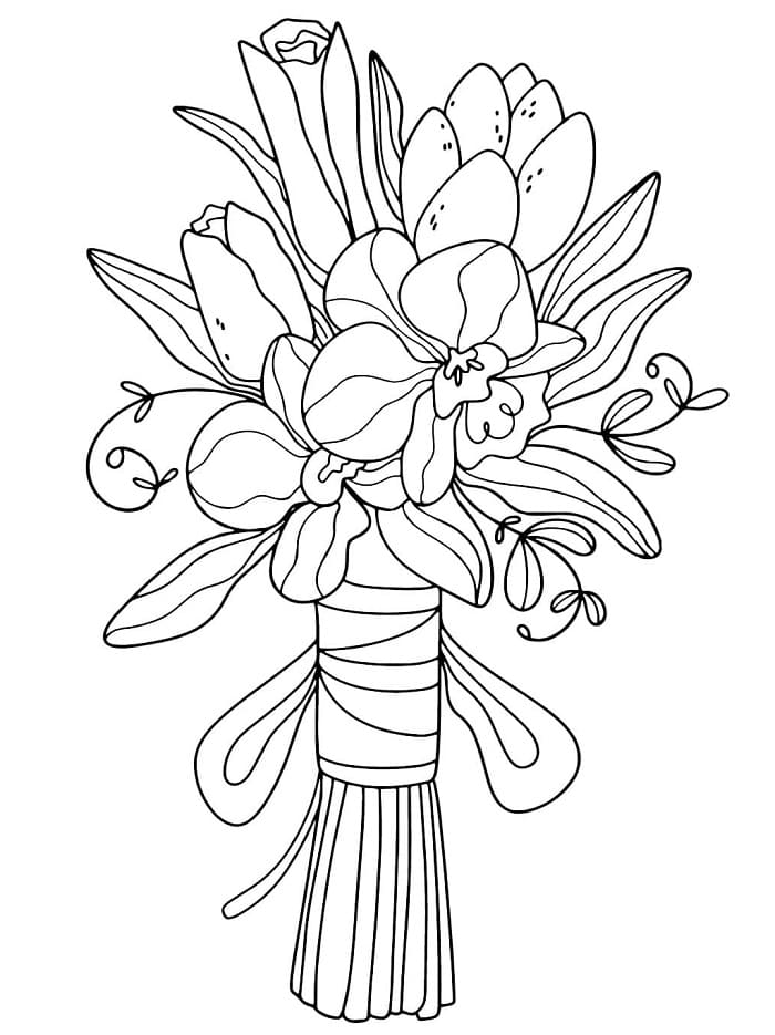 Kostenlos druckbarer Blumenstrauß ausmalbilder