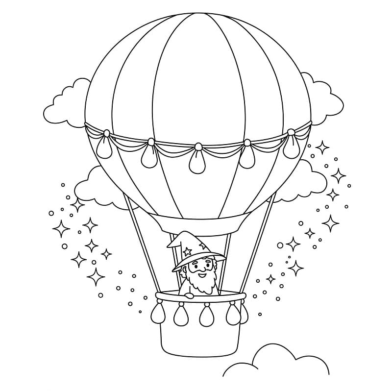 Kostenlos druckbarer Heißluftballon ausmalbilder