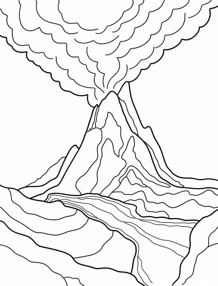 Kostenlos druckbarer Vulkan ausmalbilder