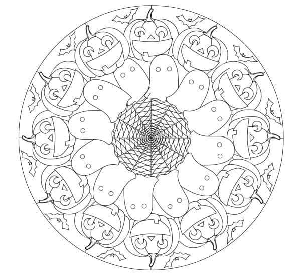 Kostenlos druckbares Halloween-Mandala Motiv ausmalbilder