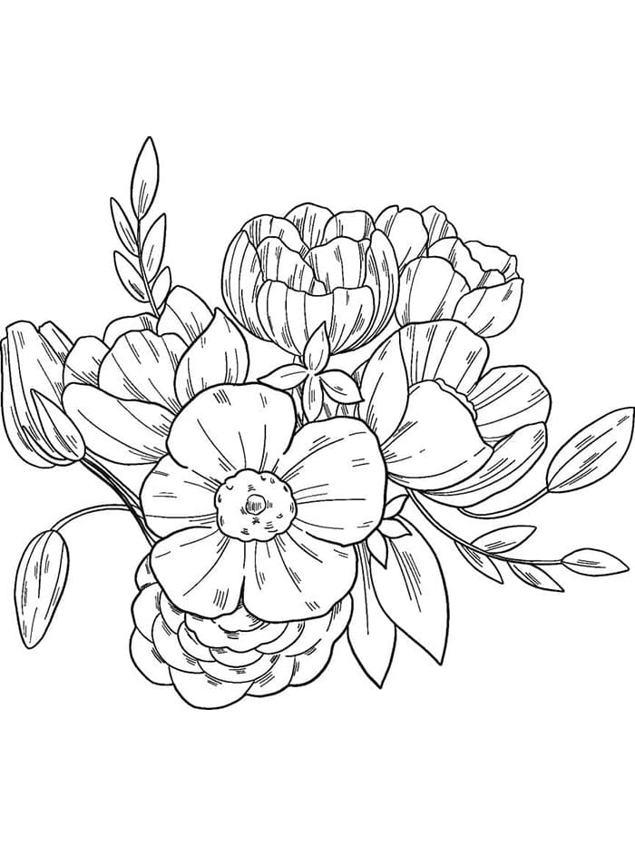 Kostenloser Blumenstrauß ausmalbilder