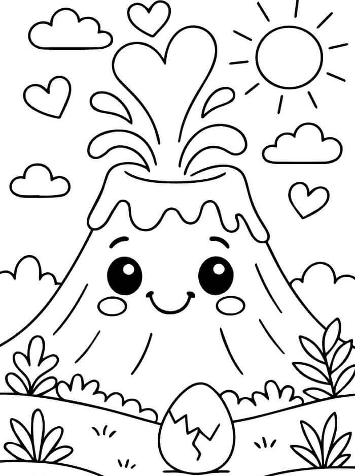 Kostenloser Vulkan ausmalbilder