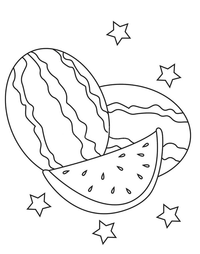 Kostenloser Wassermelone Druck ausmalbilder