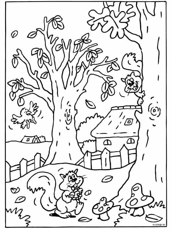 Kostenloses Herbstsbild ausmalbilder