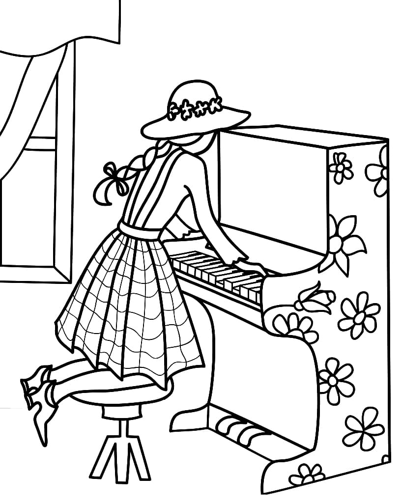 Kostenloses Klavier ausmalbilder