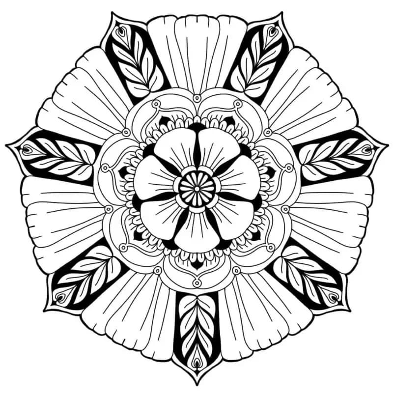 Kostenloses ausdruckbares Blumen-Mandala ausmalbilder