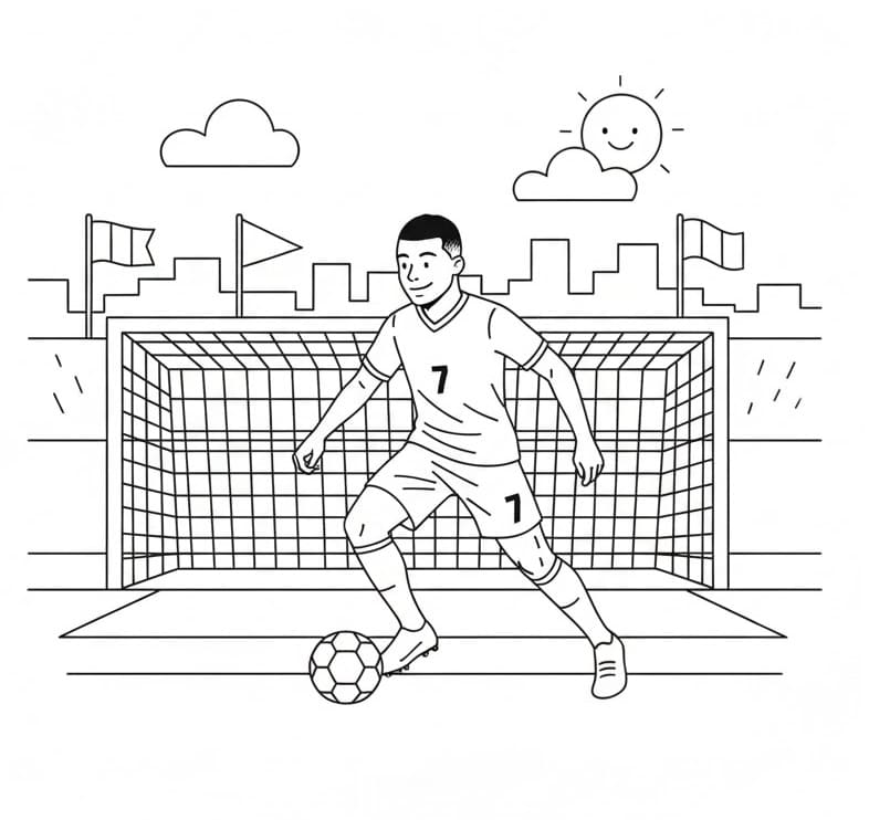 Kylian Mbappé Spielt Fußball ausmalbilder