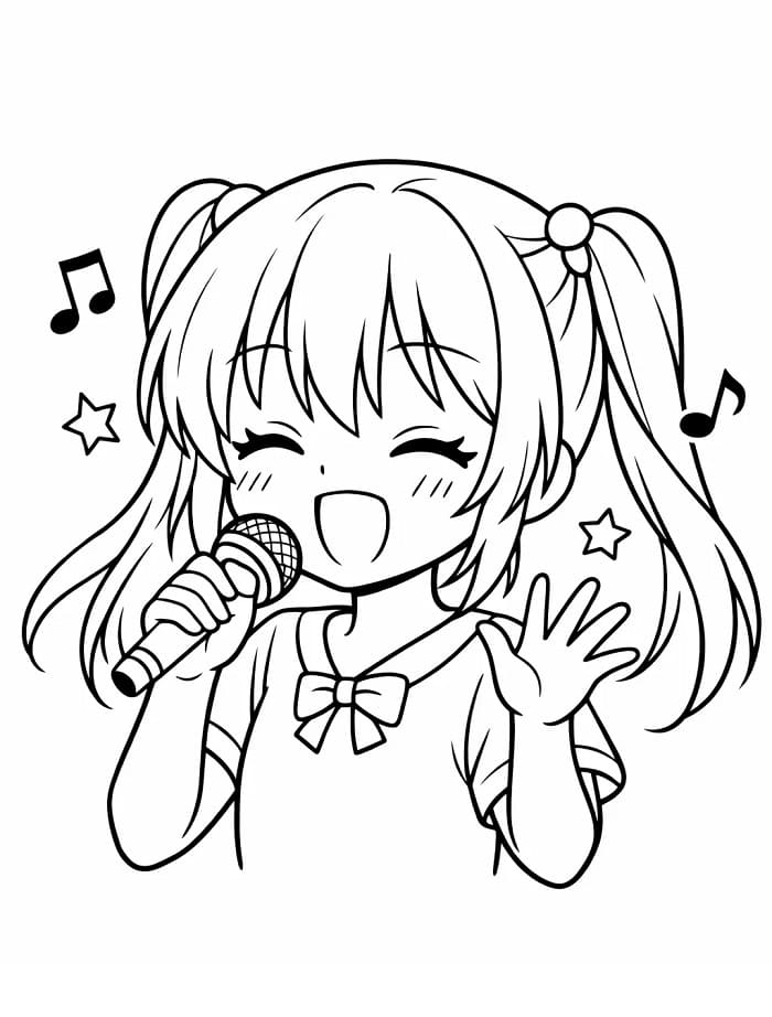 Lächelndes Anime-Mädchen ausmalbilder