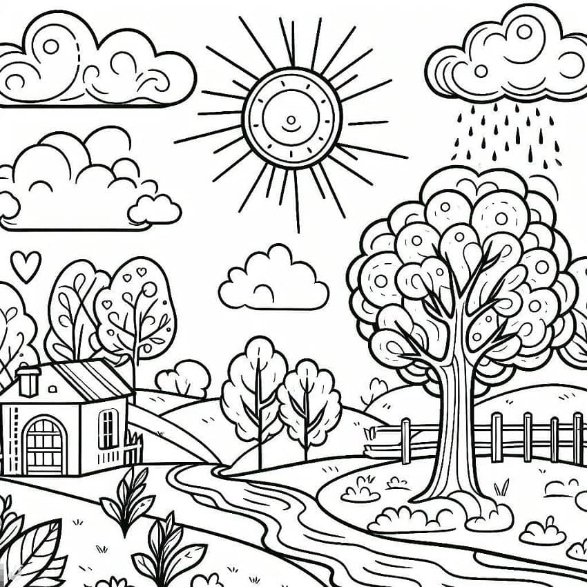 Landschaft gratis druckbar ausmalbilder