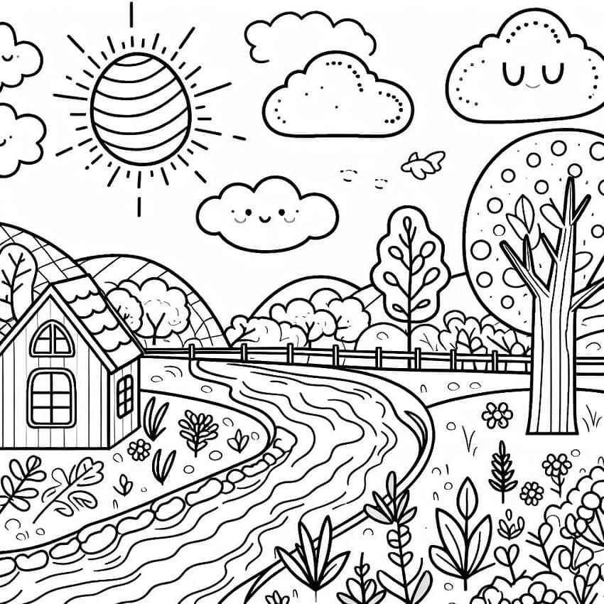 Landschaft zum Drucken ausmalbilder