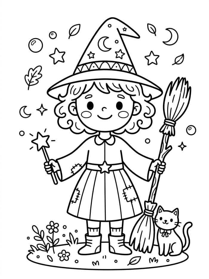 Leichte Hexe ausmalbilder
