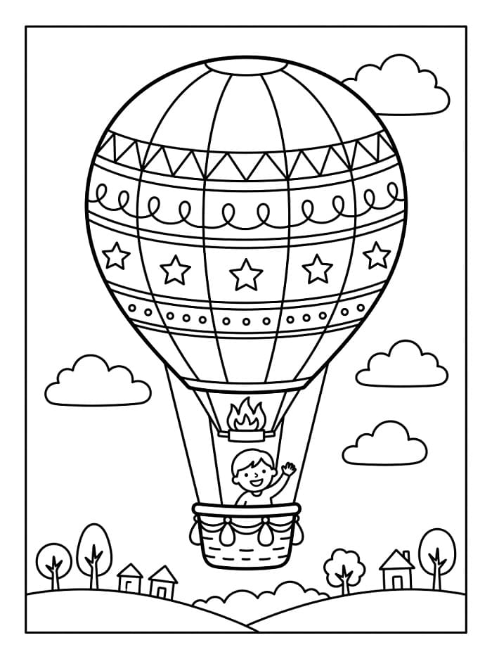 Leichter Heißluftballon ausmalbilder