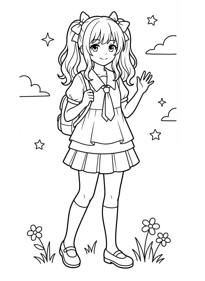 Leichtes Anime-Mädchen ausmalbilder