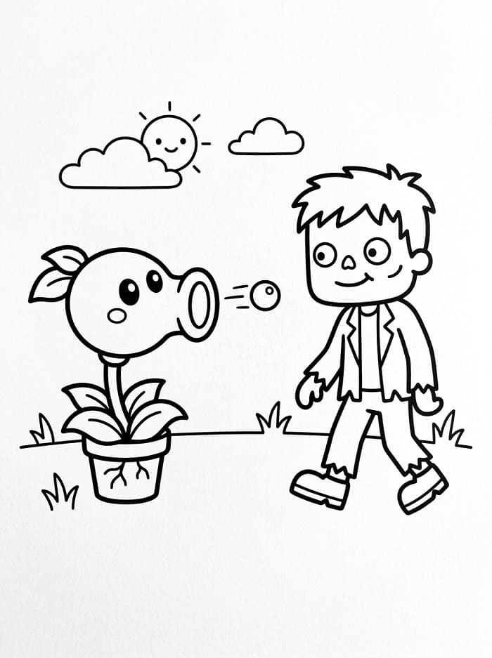 Lustige Pflanzen gegen Zombies ausmalbilder