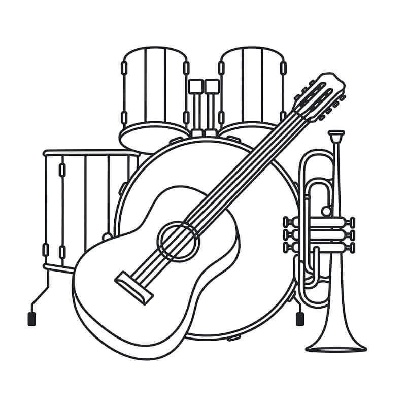 Musikinstrumentebild gratis ausmalbilder
