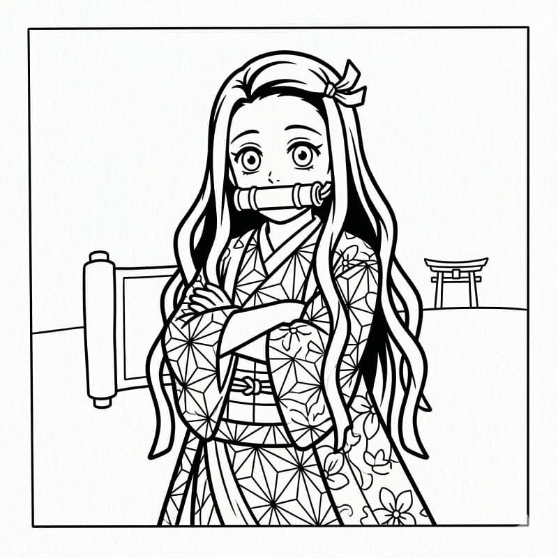 Nezuko in Demon Slayer ausmalbilder