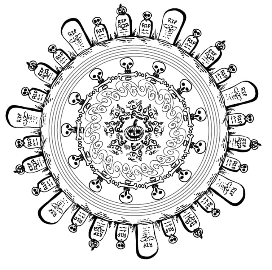 Perfektes Halloween-Mandala ausmalbilder