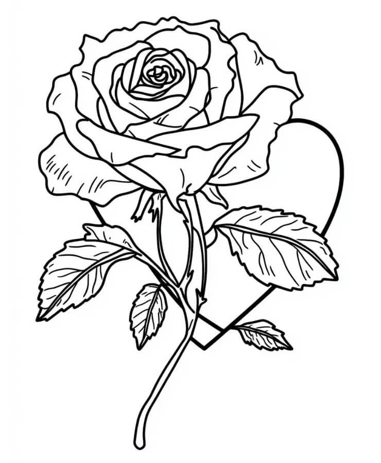 Rose druckbar für Kinder ausmalbilder