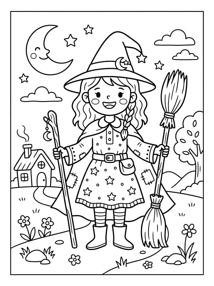 Schöne Hexe ausmalbilder