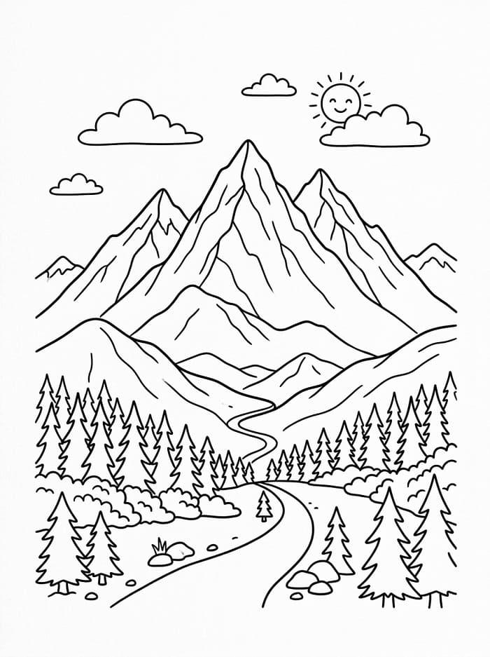 Schöner Berg ausmalbilder