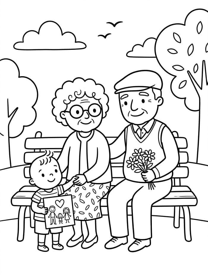 Schöner Großelterntag ausmalbilder