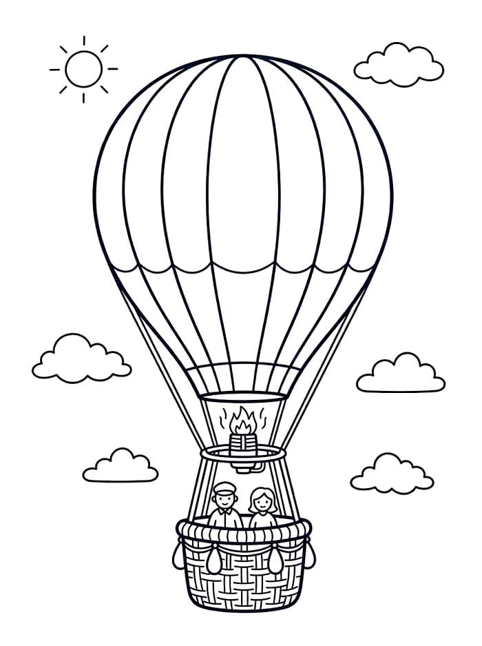 Schöner Heißluftballon ausmalbilder