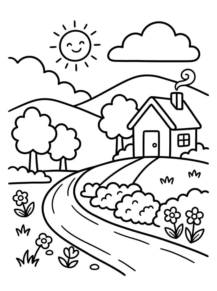 Schöner Landschaft ausmalbilder