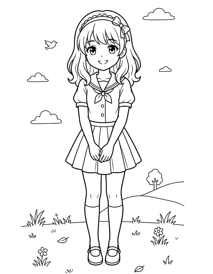 Schönes Anime-Mädchen ausmalbilder