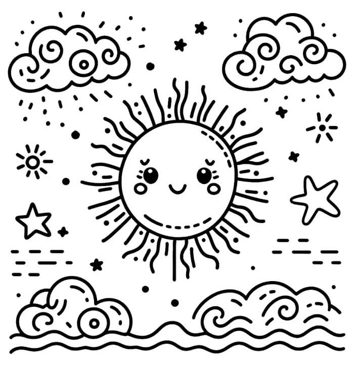 Sonne für 3-jährige Kinder ausmalbilder