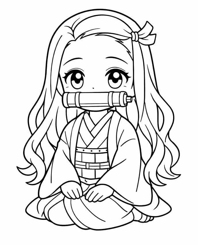 Süße Nezuko ausmalbilder