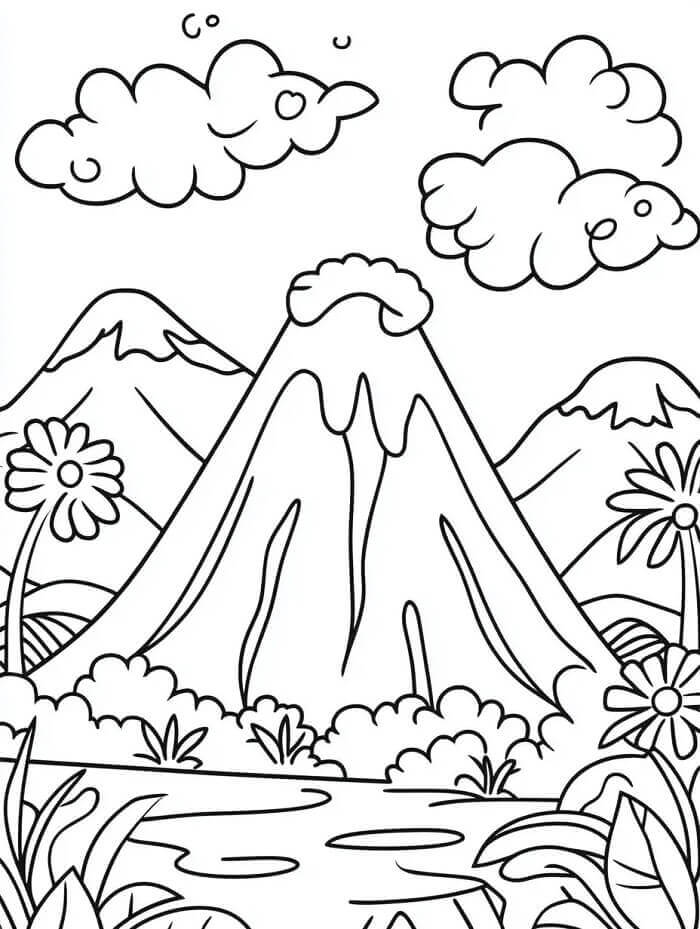 Vulkan gratis druckbar ausmalbilder