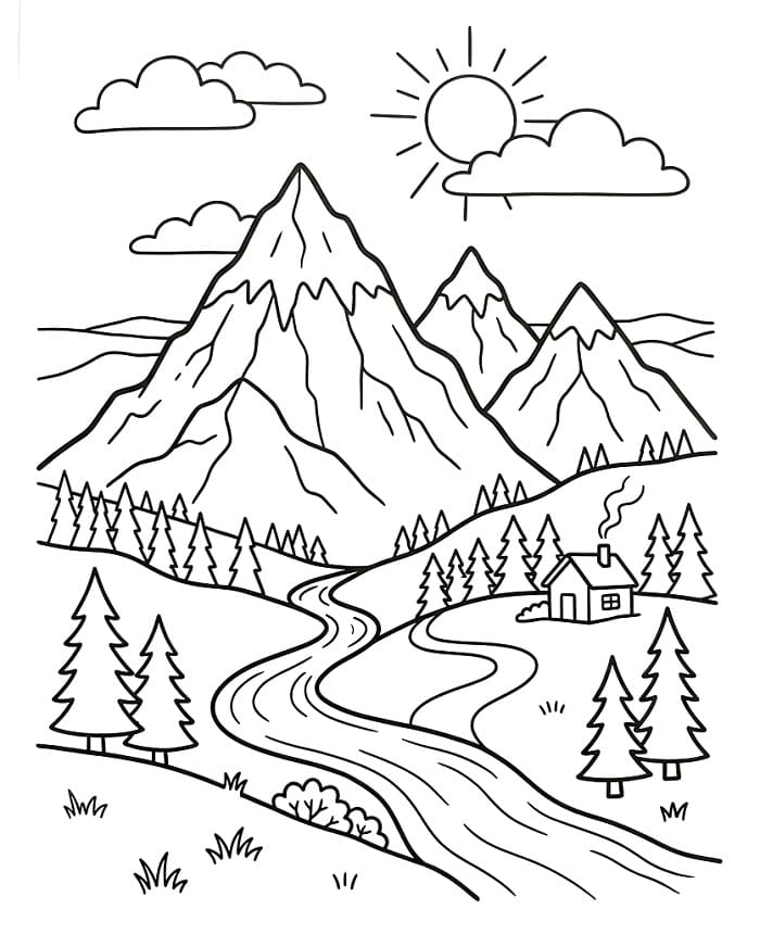 Wundervoller Berg ausmalbilder