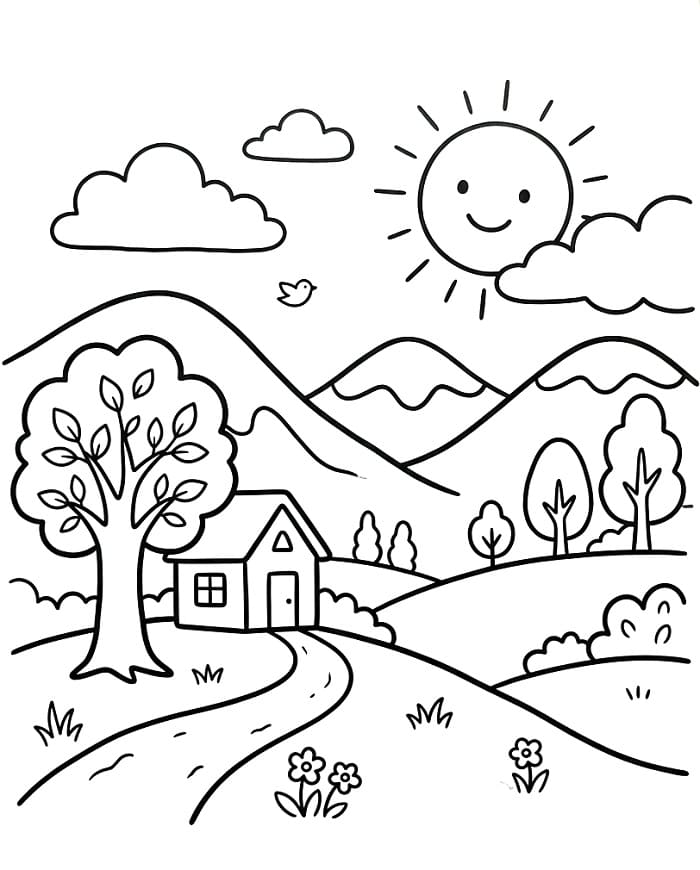 Wundervoller Landschaft ausmalbilder