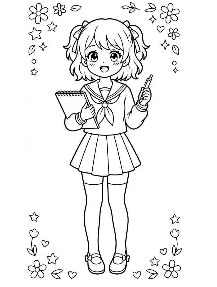 Wundervolles Anime-Mädchen ausmalbilder