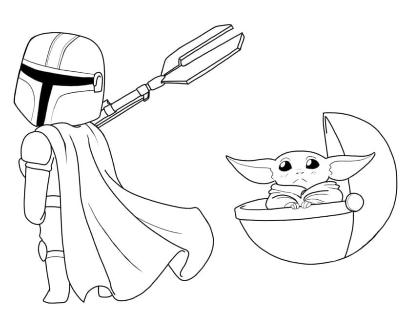 Baby Yoda druckbares Bild ausmalbilder