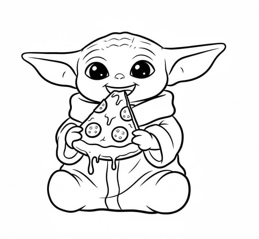 Baby Yoda gratis Druckvorlage ausmalbilder